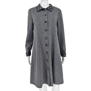 Vintage Leopard Print Midi Dress Gray 12P